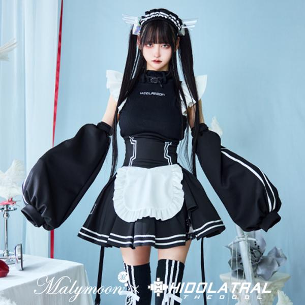 [正規品]【あすつく】メイド ウエイトレス ブラック コスプレ ハロウィン マリームーン【Malym...