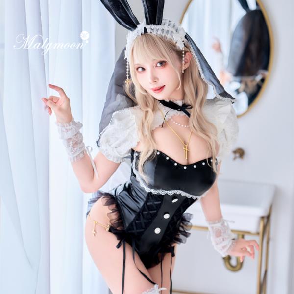 [正規品]【あすつく】コスプレ アニマル バニー うさぎ レザー シスター レース ハロウィン マリ...