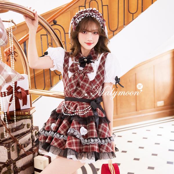 [正規品]【予約-5月中旬頃より順次発送予定】チェック 制服 学生 英国風 レッド バーガンディー ...
