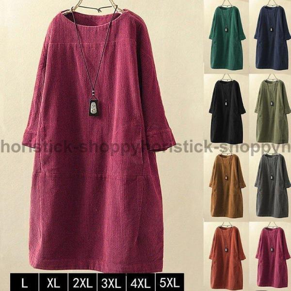 ワンピース ロング レディース 40代 チュニック 体型カバー aライン 膝丈 長袖 ひざたけ ゆっ...