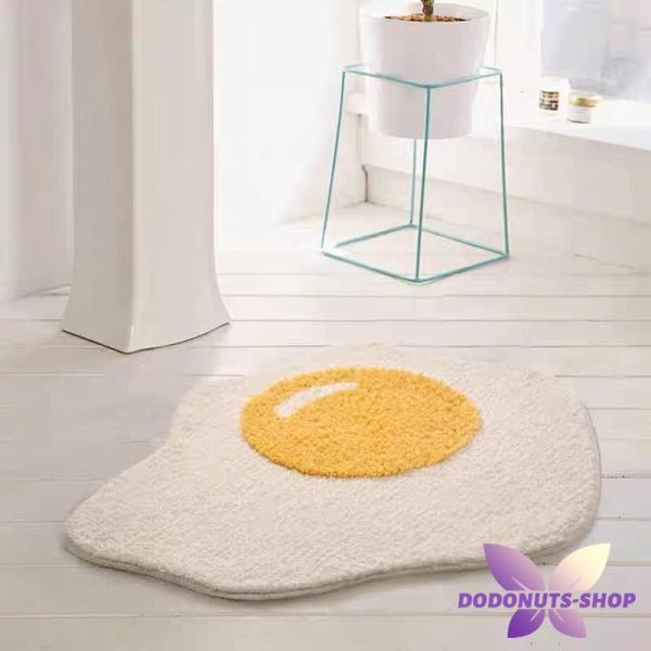 ラグ 円形 バスマット 玄関マット 絨毯 洗える ラグマット 目玉焼き 可愛い おしゃれ カーペット...