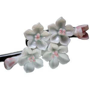 セラミック 青 小花 蕾 かんざし ヘア アク...の詳細画像1