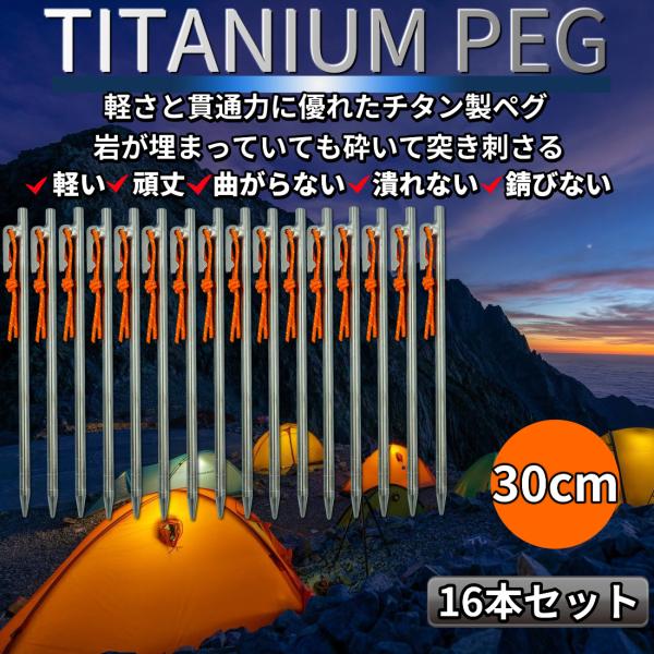 チタンペグ 30cm ペグ チタン テントペグ 16本セット テント タープ アウトドア キャンプ ...