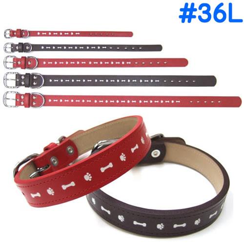 岡野製作所 リフレクトレザーカラー #36L (レッド、ブラウン)