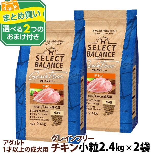 (選べる2つのおまけ付き)セレクトバランス グレインフリー アダルト チキン 小粒 2.4kg×2個