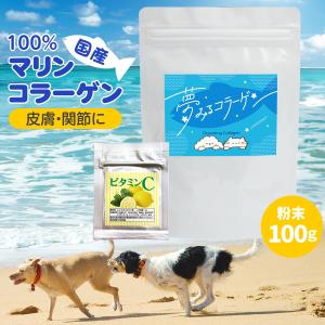 サプリメント 夢みるコラーゲン 犬用 100g 追跡可能メール便のみ送料無料（同梱不可）ペット用 サプリ 毛艶 毛ツヤ 関節 皮膚 被毛 パウダー 粉末 犬