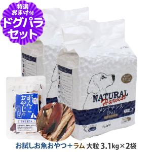 ナチュラルハーベスト ベーシックフォーミュラ メンテナンス ラム（大粒）3.1kg×2袋+お試し国産お魚厚削り 15g｜dogparadise