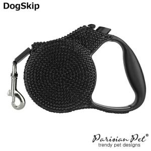 パリジャンペット 伸縮リード ブラッククリスタル Parisian Pet Gold Paw Crystal Retractable Leash 犬｜dogskip