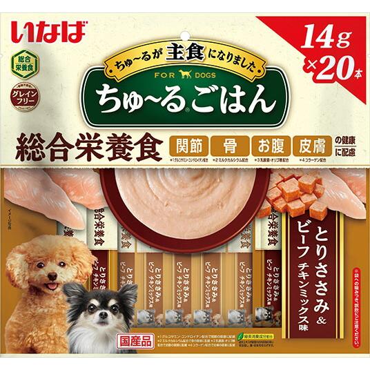 犬用おやつ ちゅーる チュール 犬いなば ワン ちゅ〜る ごはんささみビーフチキンミックス20本 水...