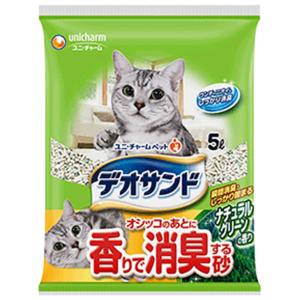 ユニチャーム デオサンド オシッコのあとに香りで消臭する砂 ナチュラルグリーンの香り 5L ※お一人様2個まで