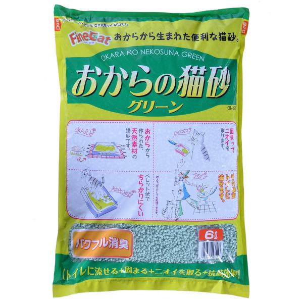 おからの猫砂 グリーン 6L×4袋［同梱不可］［送料無料］