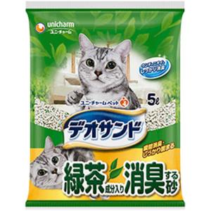 ユニ・チャームペット 猫砂 鉱物 デオサンド 5L 猫トイレ用品 緑茶成分