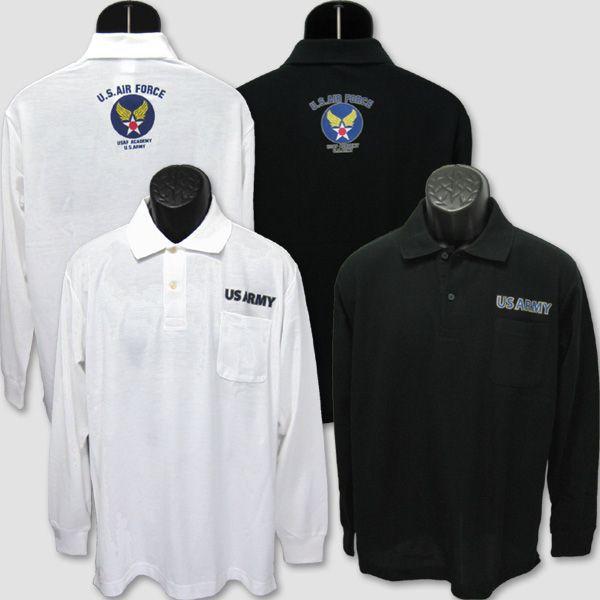 ミリタリープリント長袖ポロシャツ　“U.S.ARMY”　【サイズ：2XL・3XL】