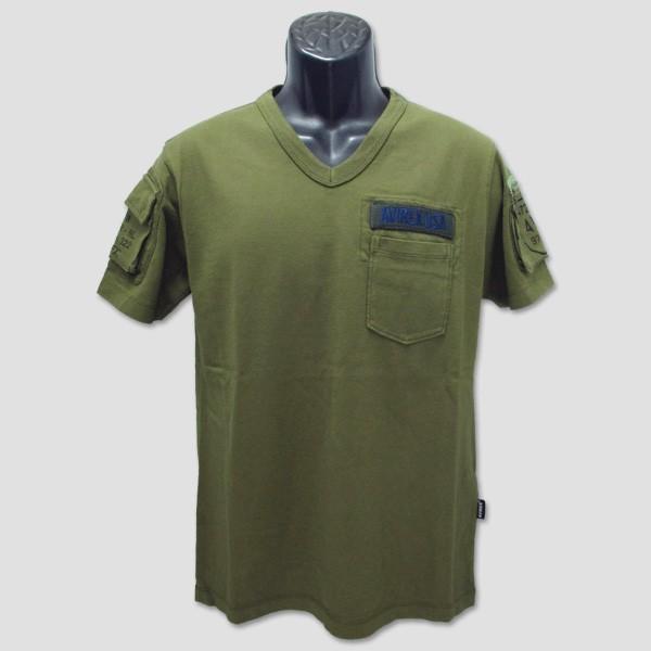 アビレックス　AVIREX　ミリタリー半袖ファティーグＶネックＴシャツ　“FATIGUE V NEC...