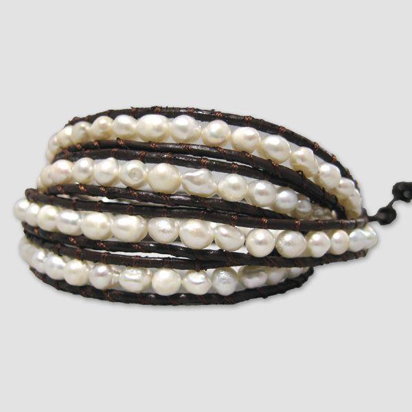 CHAN LUU　チャンルー・天然石＆レザーブレスレット　“Pearl＆Leather”