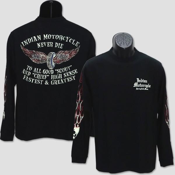 インディアン・モーターサイクル　INDIAN MOTORCYCLE　長袖ライダーＴシャツ　“INDI...