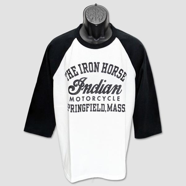インディアン・モーターサイクル　INDIAN MOTORCYCLE　ベースボールTシャツ　“INDI...