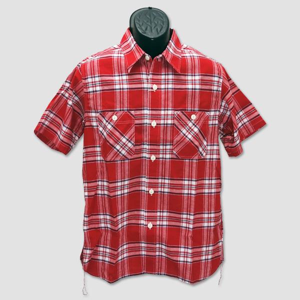 シュガーケーン　SUGAR CANE　半袖麻混マドラスチェックシャツ　“DRY COTTON LIN...