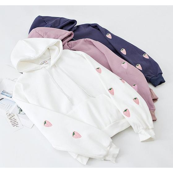 パーカー レディース いちご 裏起毛 韓国 オルチャン 苺 春夏秋冬