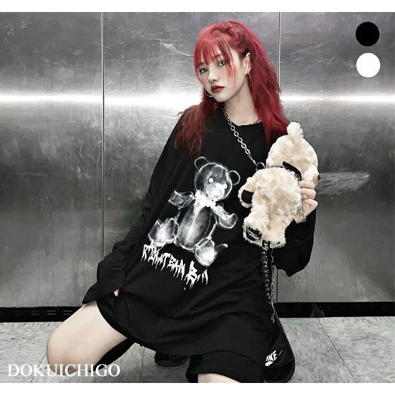 ロンT トレーナー レディース くま クマ 長袖 韓国 双子コーデ 原宿系 オルチャン 春夏秋冬