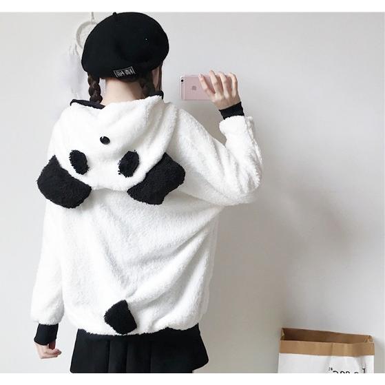 もこもこ パーカー くま パンダ レディース モコモコ アウター パジャマ ジップアップ