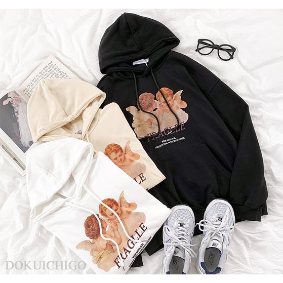 パーカー レディース 韓国 エンジェル 天使 長袖 原宿系 オルチャン