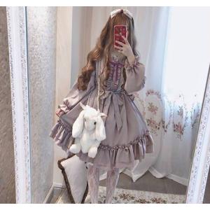 ロリータファッション ワンピース 長袖 服 レ...の詳細画像1
