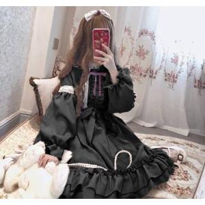 ロリータファッション ワンピース 長袖 服 レ...の詳細画像3