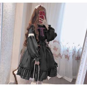 ロリータファッション ワンピース 長袖 服 レ...の詳細画像4