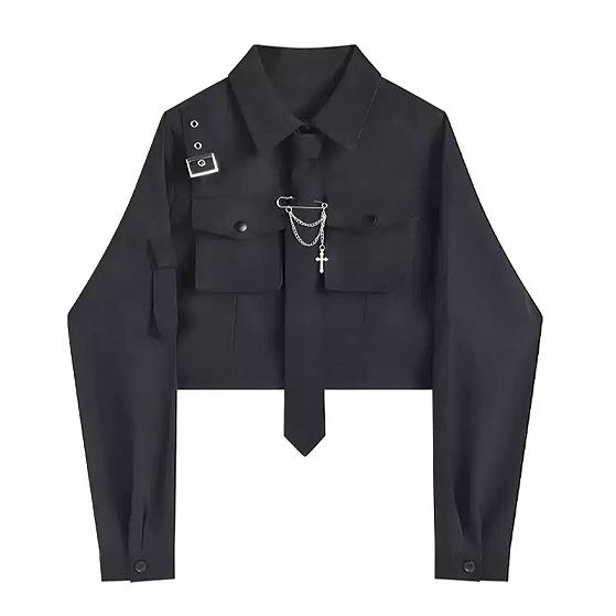 黒 ネクタイ付き シャツ レディース ゴシック 地雷系 病みかわいい 韓国