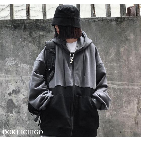 パーカー レディース メンズ ジップアップ 韓国 ストリート 原宿 M/L