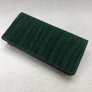 希少皮革！　リザード　リングマークトカゲ　手染め　グリーン　ファスナー長財布 リザード ブラック（リングマークトカゲ）2つ折り財布ミドルサイズ