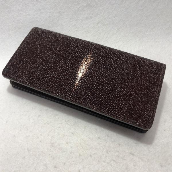 ST18 スティングレイ(ガルーシャ）エイ革 長財布 ブラウン/ブラウンベース ロングウォレットdo...