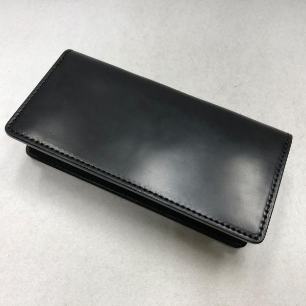 CD02コードバン Cordovan ブラック 長財布 ブラックベース（内牛革）ロングウォレット　d...