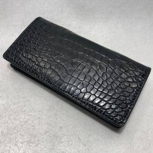 シャムクロコダイルレザー 肚クロコ1 顎下 半艶ブラウン 札入れ 長財布