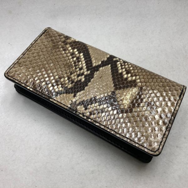 ダイアモンドパイソン長財布 ナチュラル（艶有り・グレージング）エキゾチックレザー