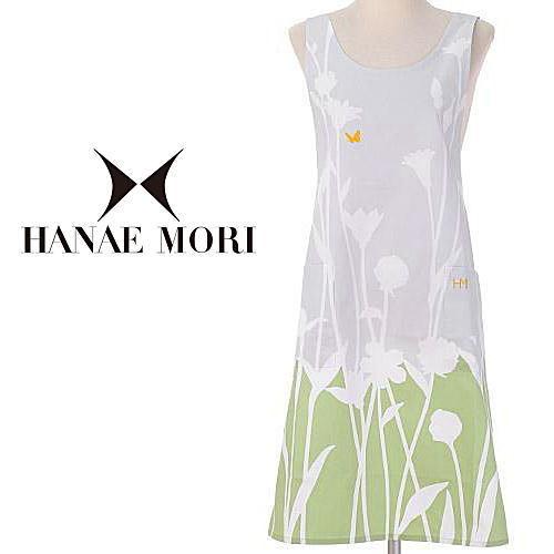 HANAE MORI ハナエモリ フラワーパネル たすきエプロン グリーン