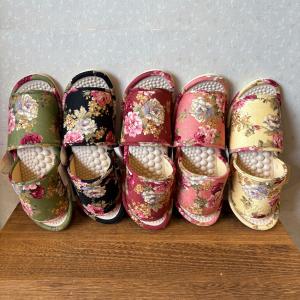 サラダボール 健康スリッパ ジャカード花柄