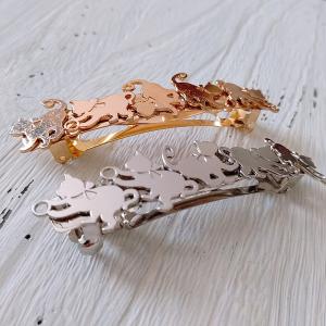 ぶら下がり猫ちゃんとフラワータッセルのべっ甲フラワーイヤリング❤ ぶらさがり猫☆ピアス＊イヤリング＊サージカル対応可能 : Zakka