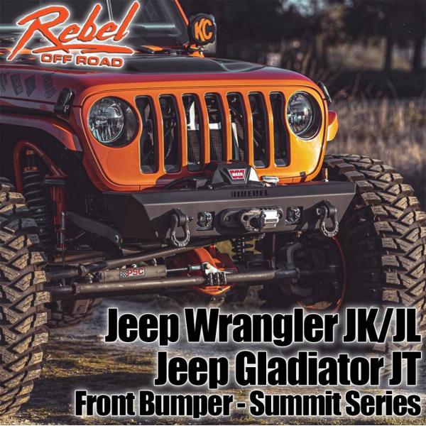 [REBEL OFFROAD レベルオフロード ]フロントバンパー ブラック Jeep Wrangl...