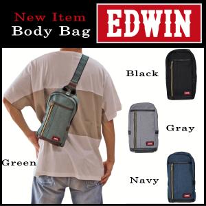 EDWIN(エドウイン) ボディバッグ 0411290 デニム ワンショルダー おしゃれ ブラック色 グレー色 ネイビー色 グリーン色