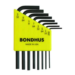 【国内正規品】BONDHUS(ボンダス) 六角L-レンチ ショートセット 黒染め加工 8本組 (0.050、1/16、5/64、3/32、7/6｜domarushop