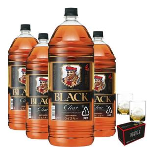 ブラック ニッカ クリア 37度 4L×4本 ＋リーデルＨ２Ｏクラシックバー ウイスキー ４１４／2×2個セット［1ケース 4000ml アサヒ ニッカ ペット］｜don-online01