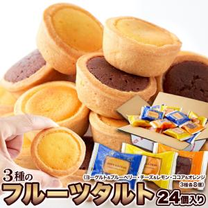 3種の フルーツ タルト 24個 ヨーグルト＆ブルーベリー チーズ＆レモン ココア＆オレンジ 果物 タルトケーキ 個包装 簡易包装 スイーツ 送料無料