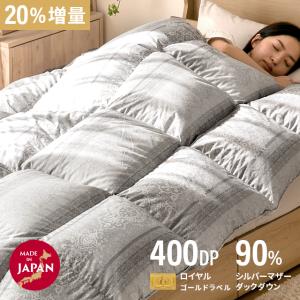 羽毛布団 シングル 掛け布団 日本製 パワーアップ加工 抗菌消臭加工 防ダニ 400dp以上 シルバーマザーダックダウン 90% モダンデコ