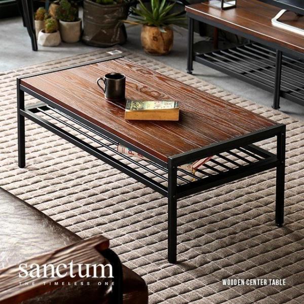 センターテーブル ローテーブル リビングテーブル 長方形 木製 無垢材 ヴィンテージ 西海岸 モダン...