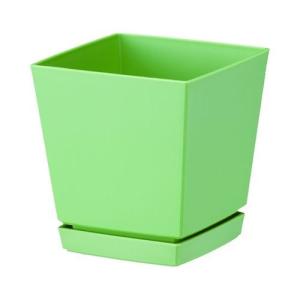 クエンチローポット プレート付 6号アッシュグリーン 14×14×H15cm 大和プラスチック 鉢 プランター