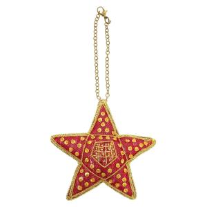 トモコーポレーション チャーム ザリ刺繍 スター レッド 10×10 65319802