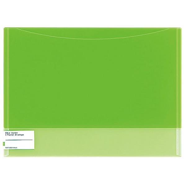 KOKUYO コクヨ クリヤーホルダー 2ポケット エンベロープ A4横 黄緑 フ-5770YG