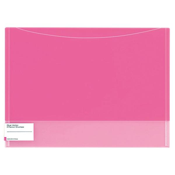 KOKUYO コクヨ クリヤーホルダー 2ポケット エンベロープ A4横 ピンク フ-5770P